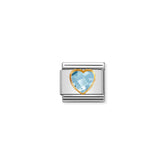 Nomination Composable Classic FACETTIERTE ZIRKONIA HERZ Edelstahl, 750er Gold (006_HIMMELBLAU)